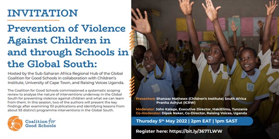 Preventing Violence Against Children in and through Schools invitation. COALITION FOR GOOD SCHOOLS.
