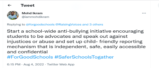 Twitter, #saferschoolstogether event. Coalition for good schools.
